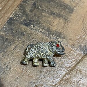 Sparkling Elephant Brooch with Red Eye